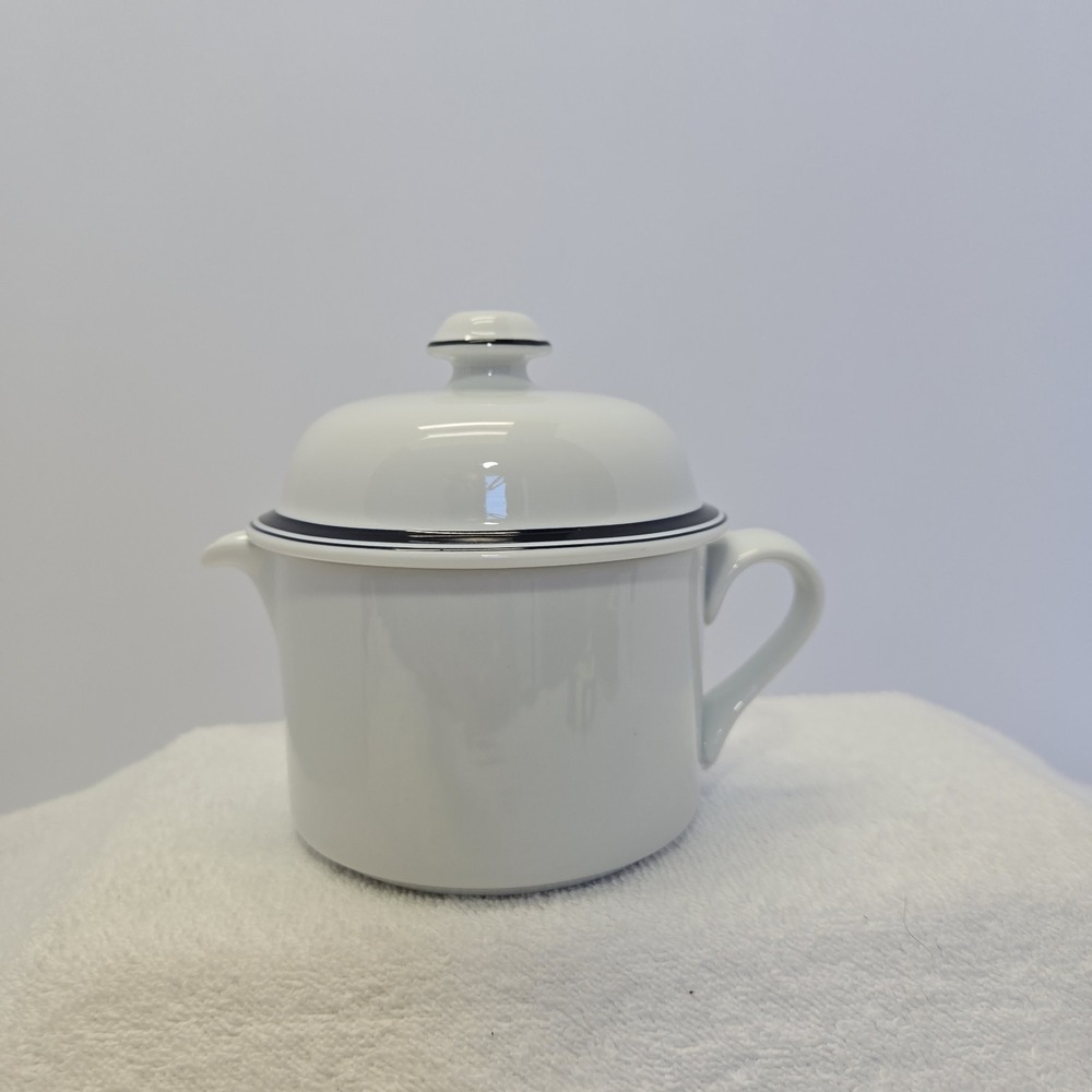 Dansk Bistro Christianshavn White Blue Stripe Portugal Lidded Creamer